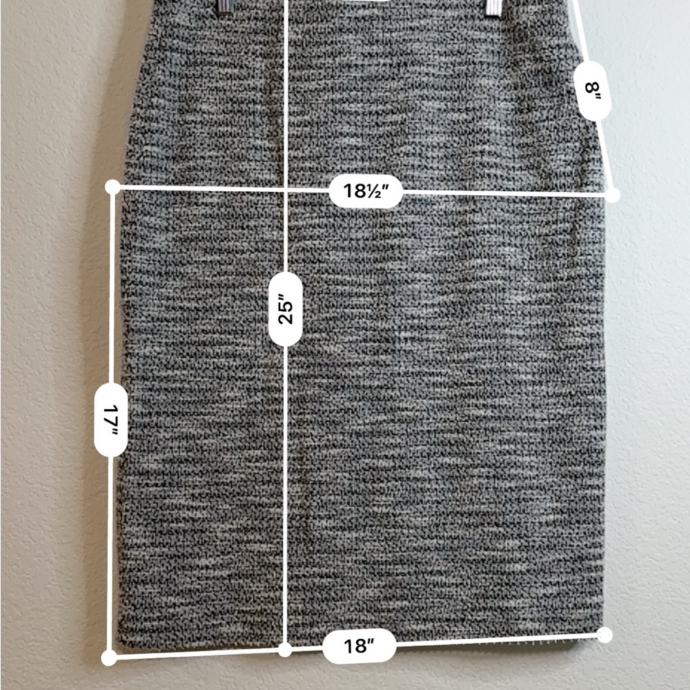π Ann Taylor Factory Gray Tweed Knit Pencil Skirt 8 Stretch Lined Office Chic - Picture 16 of 16